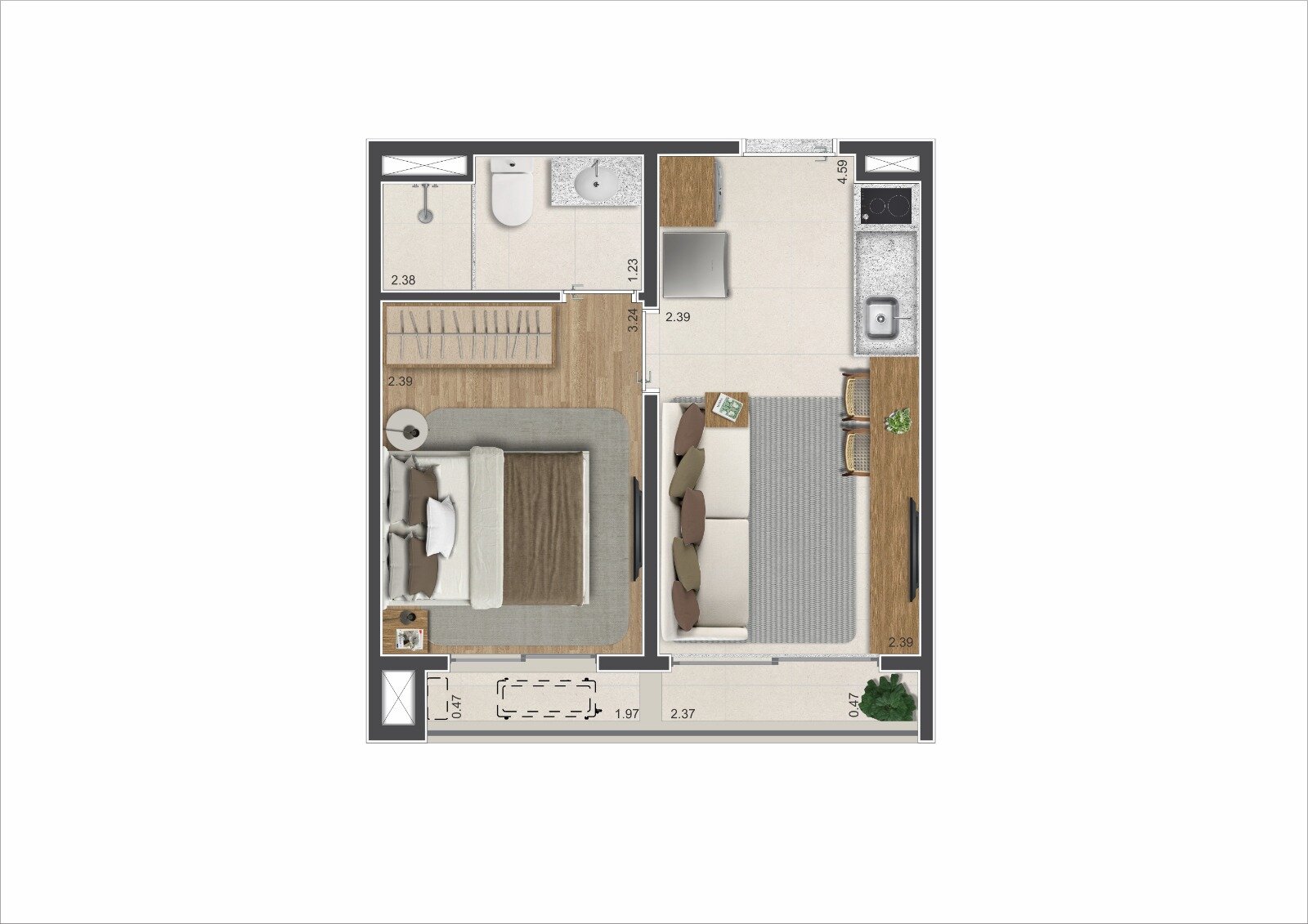 28m² • 1 dormitório
